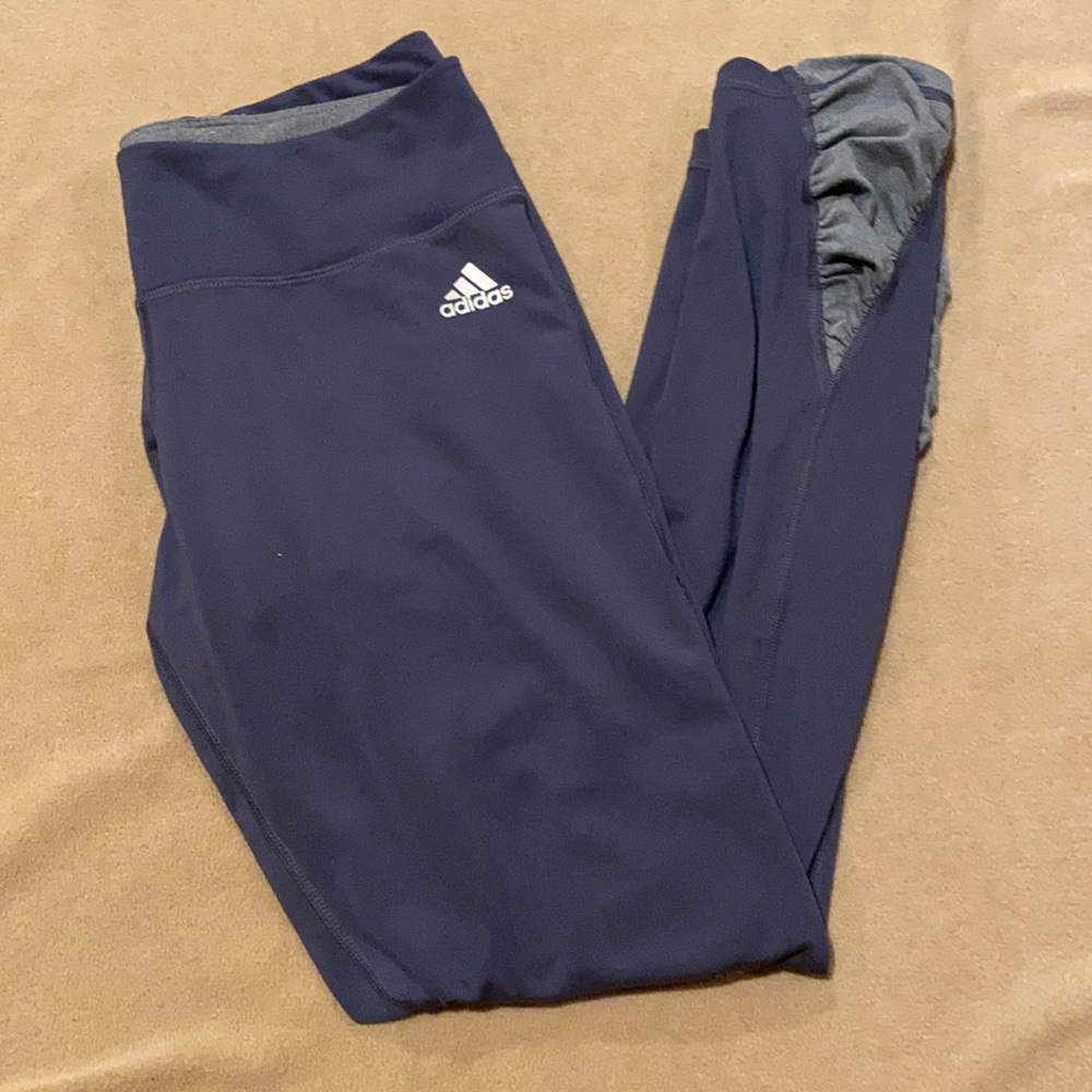 Adidas Climalite, Cropped, Leggings. Deep Blue, Women’s Small.  Cute cuffs.